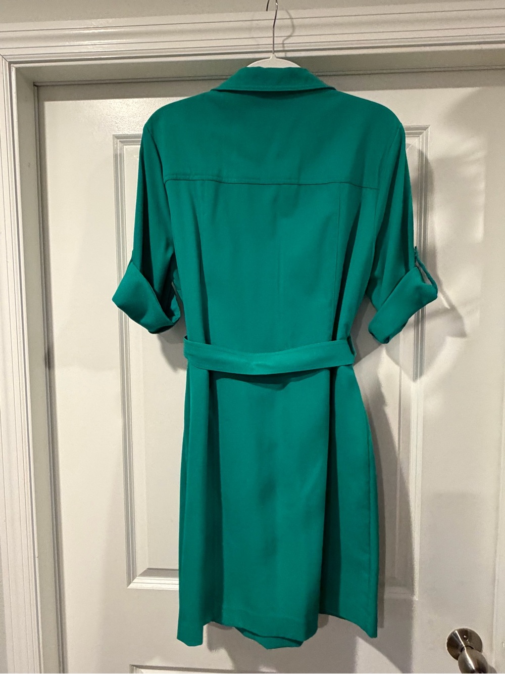 Michael Kors Teal Belted Midi Shirt Dress